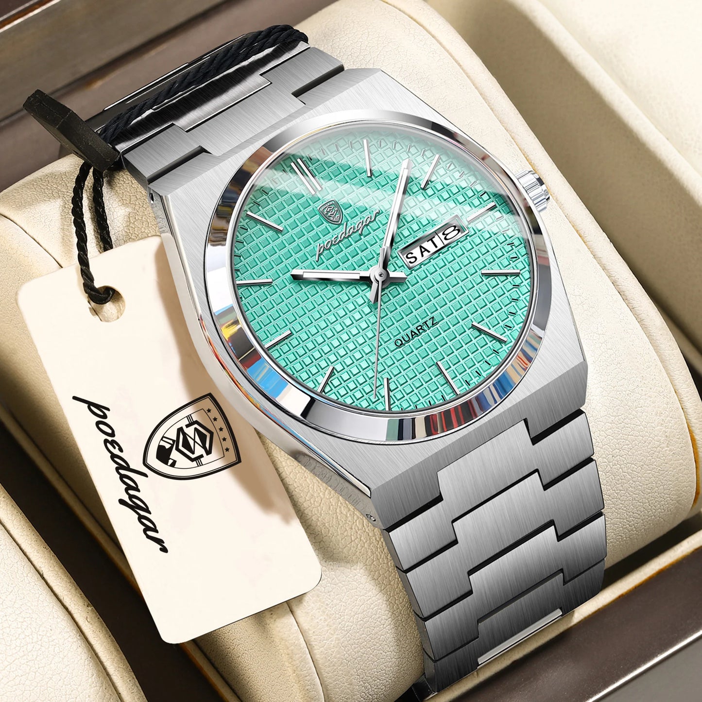 POEDAGAR Luxury Fashion Men's Watch Waterproof Stainless Steel Quartz Men Wristwatch Luminous Date Week Business Watches For Man